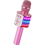 BONAOK Kids Karaoke Microphone Bluetooth Wireless Mic For Adults Singing Microphones With Speaker Disco Light Echo Sound Portable For Home Party Outdoor Gift Toys Q78(Light Pink),
