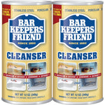 Bar Keepers Friend Powder Cleanser 12 Oz - Multipurpose Cleaner And Stain Remover - Bathroom, Kitchen And Outdoor Use - For Stainless Steel, Aluminum, Brass, Ceramic, Porcelain, Bronze And More (2 Pack),