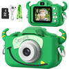 Goopow Kids Camera, Digital Video Camcorder for Children 3-8 Years, Cartoon Soft Cover, 32GB SD Card Included, Ideal Christmas & Birthday Gift - Green-NJ