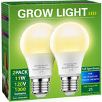 Grow Light Bulbs, Briignite LED Grow Light Bulb A19 Bulb, Full Spectrum Grow Light Bulb, Plant Light Bulbs E26 Base, 11W Grow Bulb 100W Equivalent, Grow Light For Indoor Plants, Seed Starting, 2Pack,713929565030