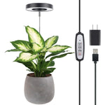 LORDEM Plant Grow Light, Full Spectrum LED Plant Light For Indoor Plants, Growing Lamp With Auto On/Off Timer, 4 Dimmable Brightness, Ideal For Indoor Plants, Black,