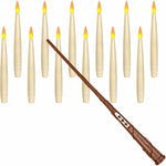 Leejec Floating Candles With Magic Wand Remote(6/18H Timer), 12pcs 6.1 Hanging Flameless Taper Candles, Battery Operated Flickering Warm Light, Halloween Christmas Wedding Party Decor And Gift(Ivory),