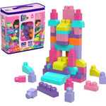 MEGA BLOKS First Builders Toddler Blocks Toys Set, Big Building Bag With 80 Pieces And Storage, Pink, Ages 1+ Years,
