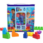 MEGA BLOKS First Builders Toddler Blocks Toys Set, Big Building Bag With 80 Pieces And Storage, Blue, Ages 1+ Years,