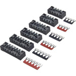 MILAPEAK Terminal Block And Strip - 6 Sets 4/5/6 Positions 600V 15A Dual Row Wire Screw Terminal Strip Block With Cover + 400V 15A Pre-Insulated Terminals Barrier Strips Jumpers (Black And Red),