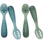 NumNum Baby Spoons Set, Pre-Spoon GOOtensils For Kids Aged 12+ Months - First Stage, Baby Led Weaning (BLW) Spoon - Self Feeding, Silicone Toddler Food Utensils - 1-Pack, 4 Spoons, Blue/Green,850055392106