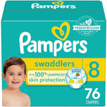 Pampers Baby Diapers - Swaddlers - Size 8, One Month Supply (76 Count), Ultra Soft Disposable Infant Diaper,