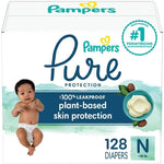 Pampers Pure Protection Diapers Newborn - Size 0, 128 Count, Hypoallergenic Premium Disposable Baby Diapers,