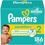 Pampers Swaddlers Diapers - Size 2, One Month Supply (186 Count), Ultra Soft Disposable Baby Diapers,