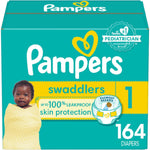 Pampers Swaddlers Diapers - Size 1, 164 Count, Ultra Soft Disposable Baby Diapers,