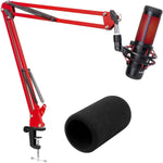 SUNMON Hyper X QuadCast Boom Arm - Upgraded Red Boom Arm For HyperX QuadCast With QuadCast Windscreen, Sound Insulation And Noise Reduction, HyperX QuadCast Microphone Arm With 3/8 To 5/8 Adapter,