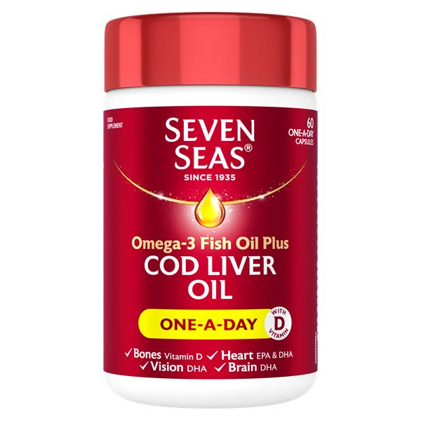 Seven Seas Omega-3 Fish Oil Plus Cod Liver Oil 60 Capsules,045879002304,