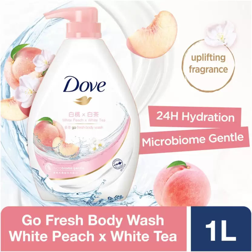 Dove Go Fresh Rebalancing White Peach & White Tea Body Wash 1000ml,8886467020407,