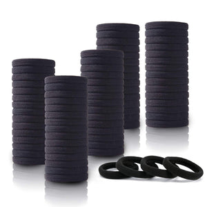 Bessrung 100PCS Black Hair Ties For Women Girls, Seamless Thick Black Hair Band, Elastic Hair Ties No Damage Ponytail Holder