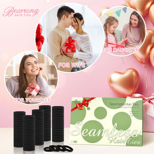 Bessrung 100PCS Black Hair Ties For Women Girls, Seamless Thick Black Hair Band, Elastic Hair Ties No Damage Ponytail Holder