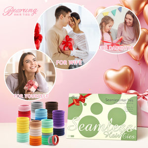 Bessrung 100PCS Elastic Hair Ties, Seamless Hair Band, Ponytail Holder No Crease Damage, Cotton Bands, Hair Scrunchies For Thick Thin Hair, Hair Accessories For Women