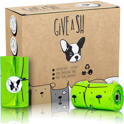 Give A Shit 100 Compostable Dog Poop Bags, ASTM D6400 Certified, 16 Rolls, Charitable Support, Plant-Based & Eco-Friendly