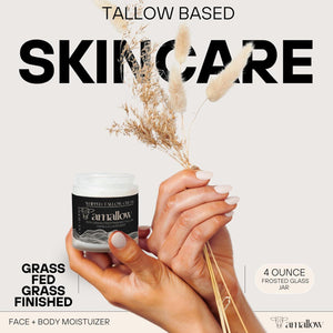 Amallow 100% Grass Fed Beef Tallow For Skin Care - Face + Body - Whipped Moisturizer - Natural Lotion, 4 FL. Oz. (Vanilla Lavender)