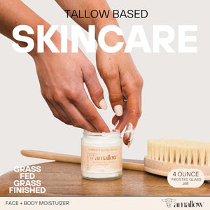Amallow 100% Grass Fed Beef Tallow For Skin Care - Face + Body - Whipped Moisturizer For Sensitive Skin - Natural Lotion, 4 FL. Oz. (Unscented)