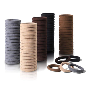 Bessrung 100 Pcs Thick Seamless Brown Hair Ties, Ponytail Holders Hair Accessories No Damage For Thick Hair (Natural Colors)