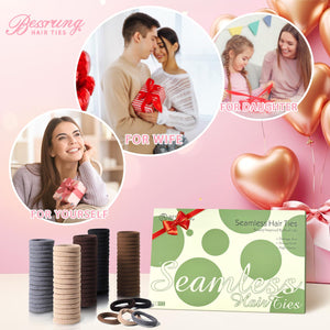 Bessrung 100 Pcs Thick Seamless Brown Hair Ties, Ponytail Holders Hair Accessories No Damage For Thick Hair (Natural Colors)