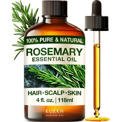 KUKKA essential oils 100% Pure And Natural Rosemary Oil For Hair, Skin, Aromatherapy And DIY Soap Making (4 Fl Oz / 118 Ml)