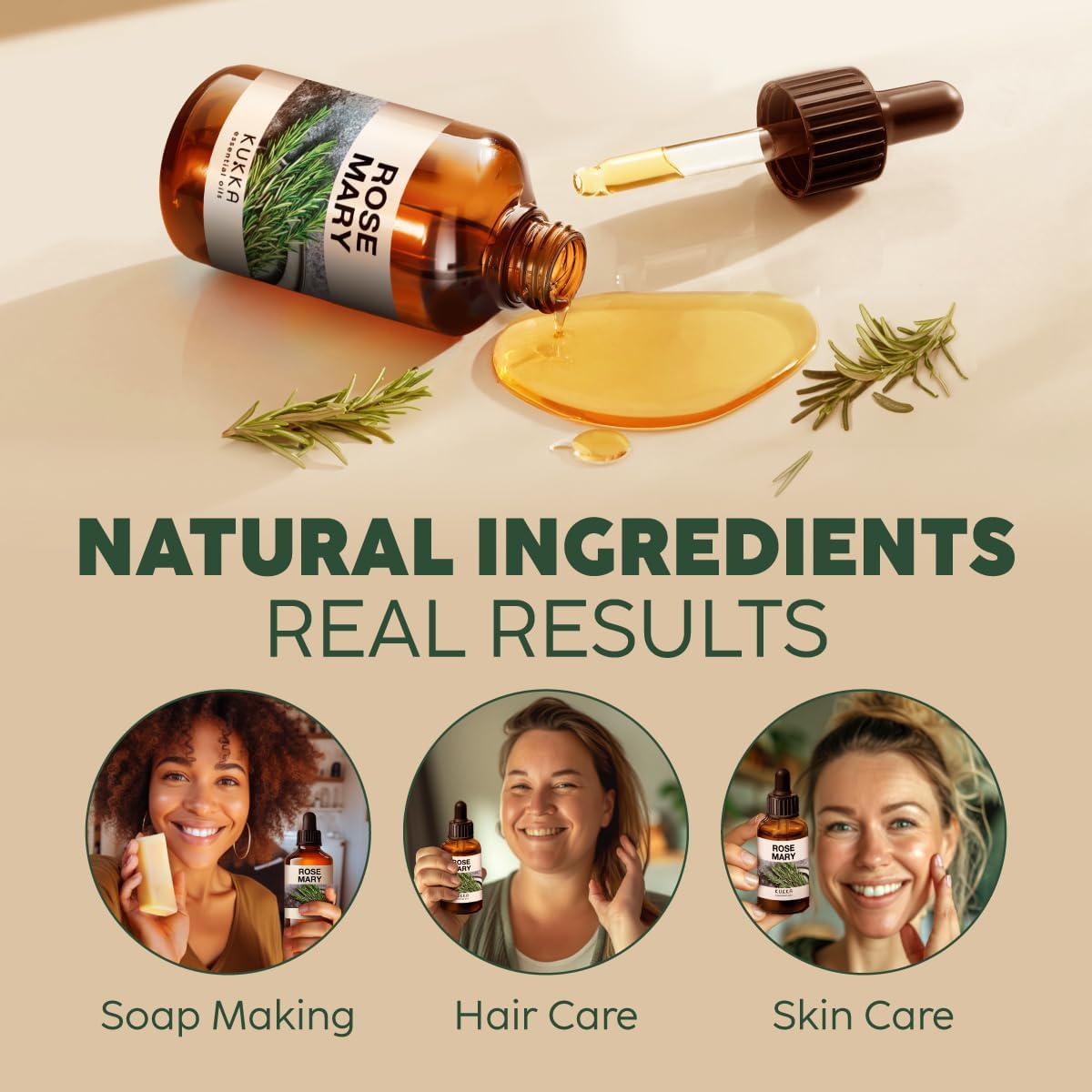 KUKKA essential oils 100% Pure And Natural Rosemary Oil For Hair, Skin, Aromatherapy And DIY Soap Making (4 Fl Oz / 118 Ml)