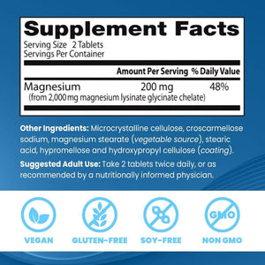Doctor's Best High Absorption Magnesium Lysinate Glycinate 200mg Tablets