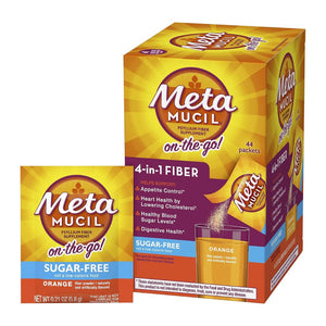 Metamucil 4-In-1 Fiber Orange Flavor Sugar-Free Powder 257g (Pack Of 44) 5.8g Each