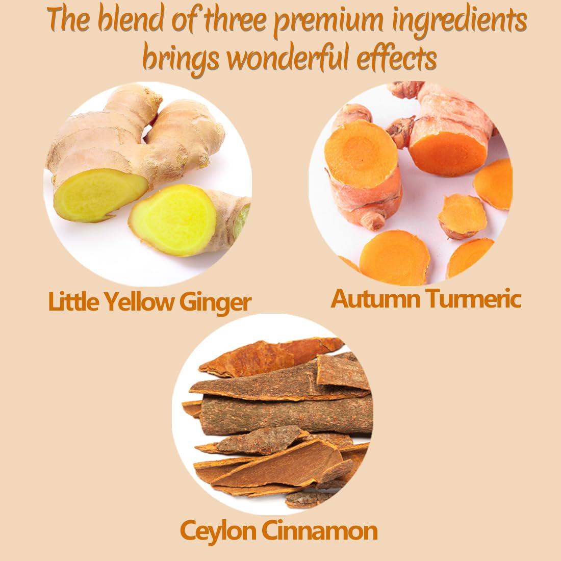 ULTHMOK 120 Premium Turmeric, Ginger, Cinnamon Blend Tea Bags, 100% Natural And No Additives And Caffeine Free.