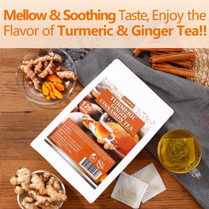 ULTHMOK 120 Premium Turmeric, Ginger, Cinnamon Blend Tea Bags, 100% Natural And No Additives And Caffeine Free.