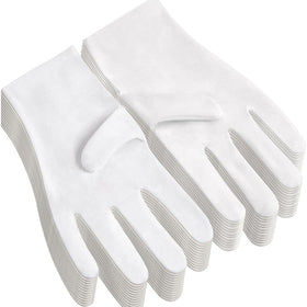 12Pairs White Cotton Gloves For Eczema And Dry Hands - Breathable Work Glove Liners - Moisturizing SPA Soft Jewelry Inspection Gloves - Stretchy Fit Cloth Gloves For Most Women,