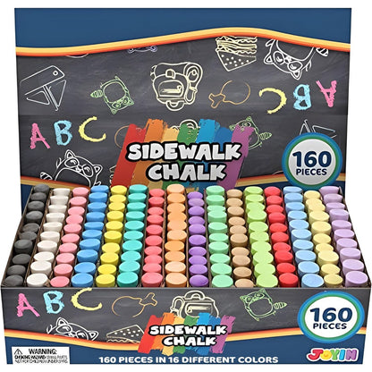 Joyin 160-Piece Jumbo Sidewalk Chalk Set, Non-Toxic & Washable Outdoor Art Chalk for Blackboards, Playgrounds & Chalkboards