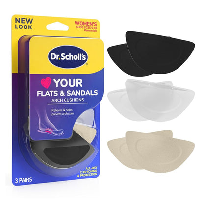 Dr. Scholl's Your Flats & Sandals Arch Cushions 3 Pairs (Women's 6-10)
