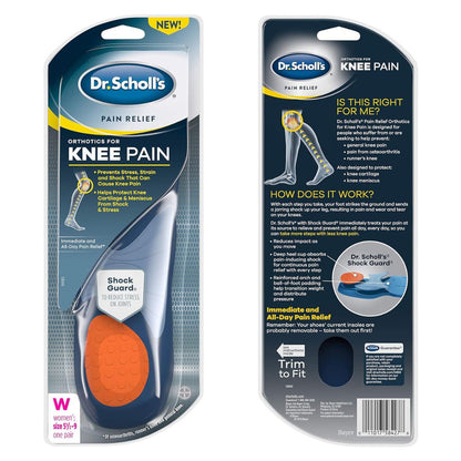 Dr. Scholl's Pain Relief Shock Guard Orthotics For Knee Pain Insoles 1 Pair (Women's 5 1/2-9)