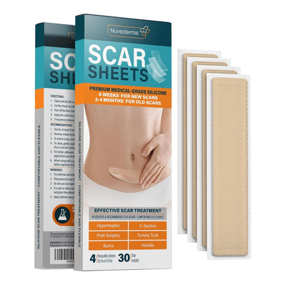 Nuvadermis Effective Scar Treatment Scar Reusable Sheets 4 Count