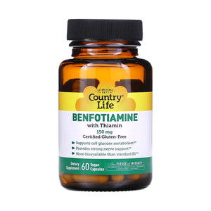Country Life Benfotiamine Thiamin 150mg 60 Veg Capsules,015794060031
