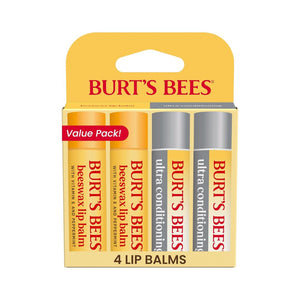 Burt's Bees Beeswax 2 & Ultra Conditioning 2 Moisturizing Lip Balm 4.25g Each