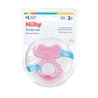 Nuby Teethe-eez Super Soft Silicone Soothe & Clean Gums Massaging Bristles & Case For 3+ Months