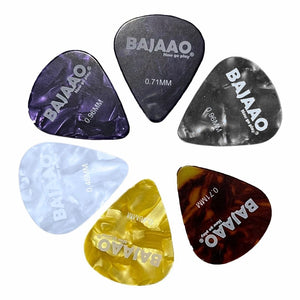 Bajaao 0.46mm, 0.71mm & 0.96mm Celluloid Guitar Picks 6 Count