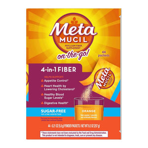 Metamucil 4-In-1 Fiber Orange Flavor Sugar-Free Powder 257g (Pack Of 44) 5.8g Each