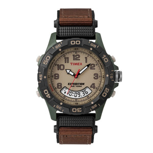 TIMEX Men's T45181 Expedition WR 100M Black & Brown Nylon Band Watch