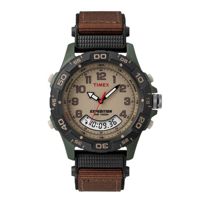 TIMEX Men's T45181 Expedition WR 100M Black & Brown Nylon Band Watch