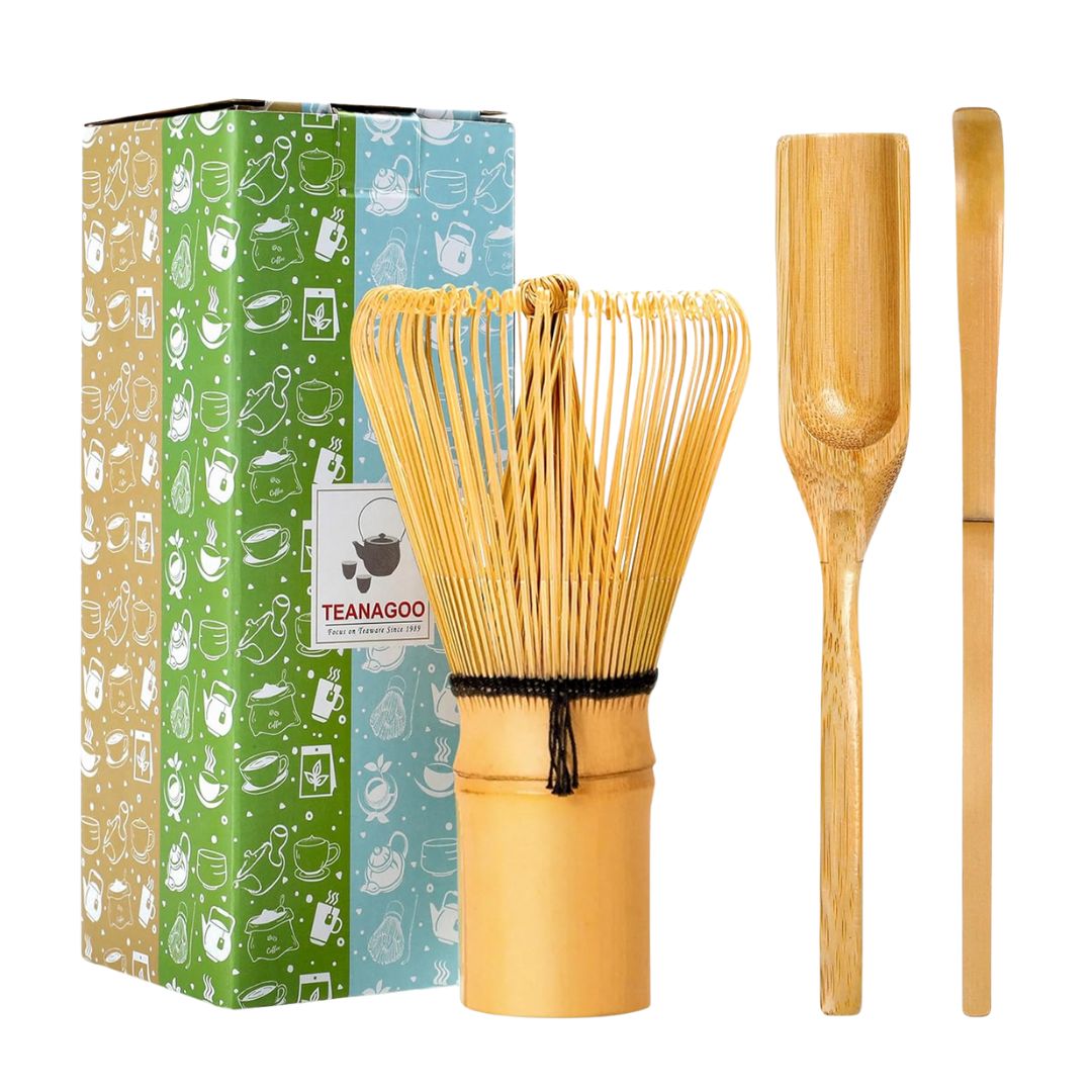 TEANAGOO Traditional Japanese Matcha Whisk, Scoop & Tea Spoon Set