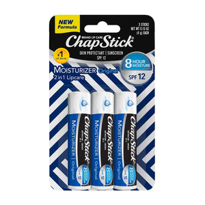 ChapStick Original SPF 12 Moisturizer Lip Balm (Pack Of 3) 4g Each