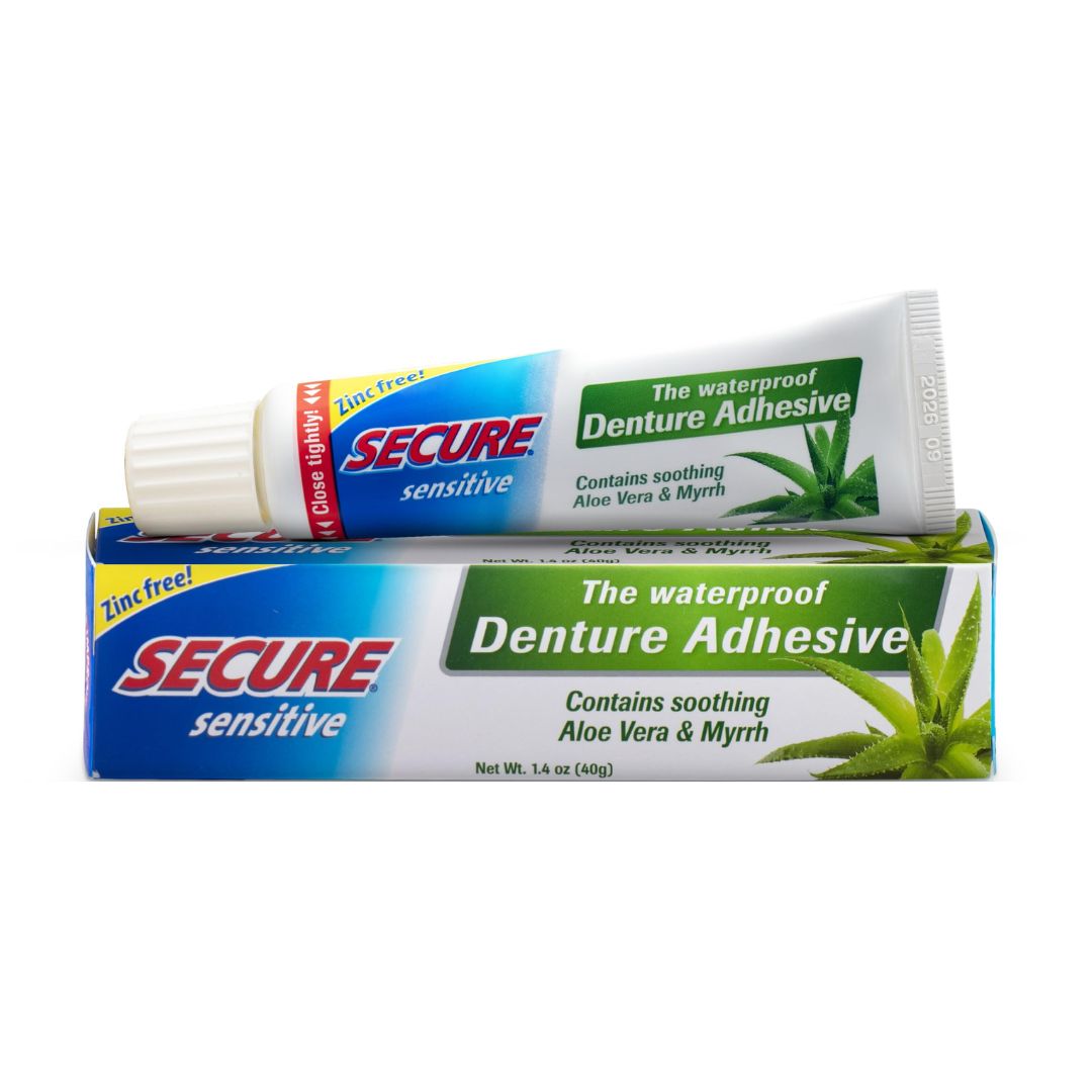Secure Sensitive Soothing Aloe Vera & Myrrh Waterproof Denture Adhesive Cream 40g