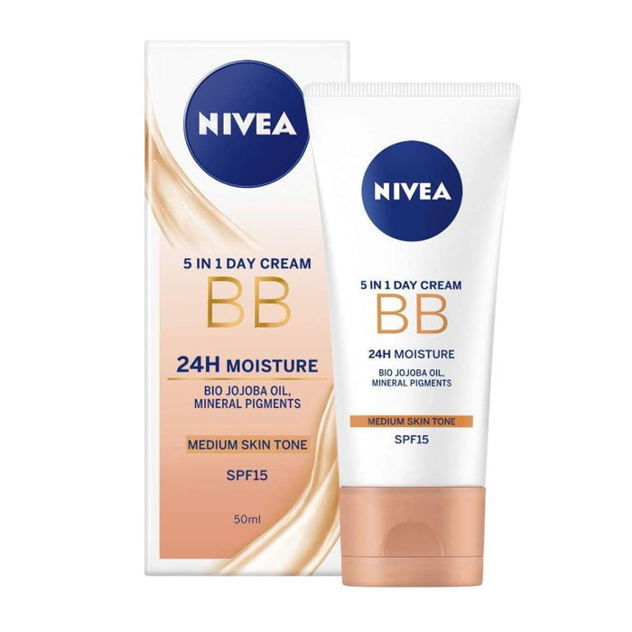 Nivea Natural Jojoba Oil & Mineral Pigments SPF 15 BB Medium 5 In 1 Day Cream 50ml