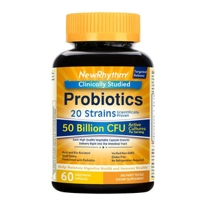 NewRhythm Probiotics 20 Strains 50 Billion CFU 60 Veg Capsules
