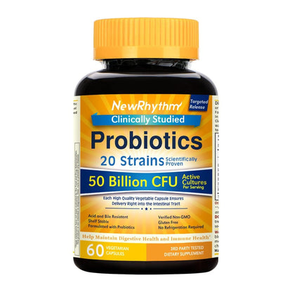 NewRhythm Probiotics 20 Strains 50 Billion CFU 60 Veg Capsules