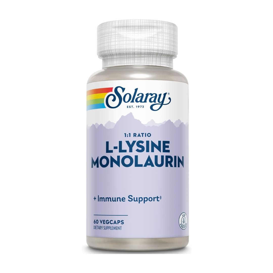 Solaray L-Lysine Monolaurin 1:1 Ratio 60 Veg Capsules,076280352818